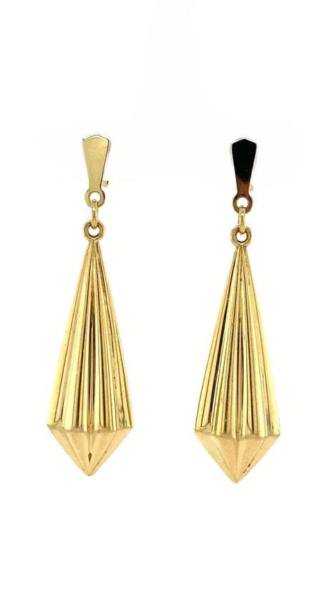 Vintage 18K Gold Stud Earrings with Pendant